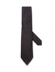 Nabeel & Aqeel Brown Geometric Diamond Micro-Pattern Tie