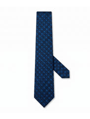Nabeel & Aqeel Bright Blue Diamond Grid Micro Pattern Tie with Blue Accents