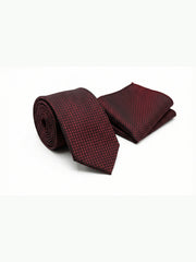 Nabeel & Aqeel Deep Maroon Tie With Pocket Square