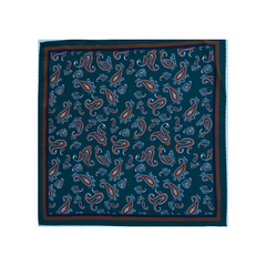 Nabeel & Aqeel 12" by 12" Blue Paisley Pocket Square