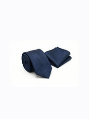 Nabeel & Aqeel Navy Blue Tie With Pocket Square
