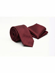 Nabeel & Aqeel Deep Red Tie With Pocket Square