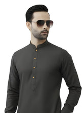 Nabeel & Aqeel Obsidian Charcoal Kurta Pajama Set