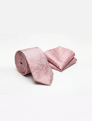 Nabeel & Aqeel Light Pink with Self Weave Paislay Pattern Tie With Pocket Square