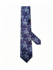 Nabeel & Aqeel Navy Blue Floral Print Tie with Purple Accents