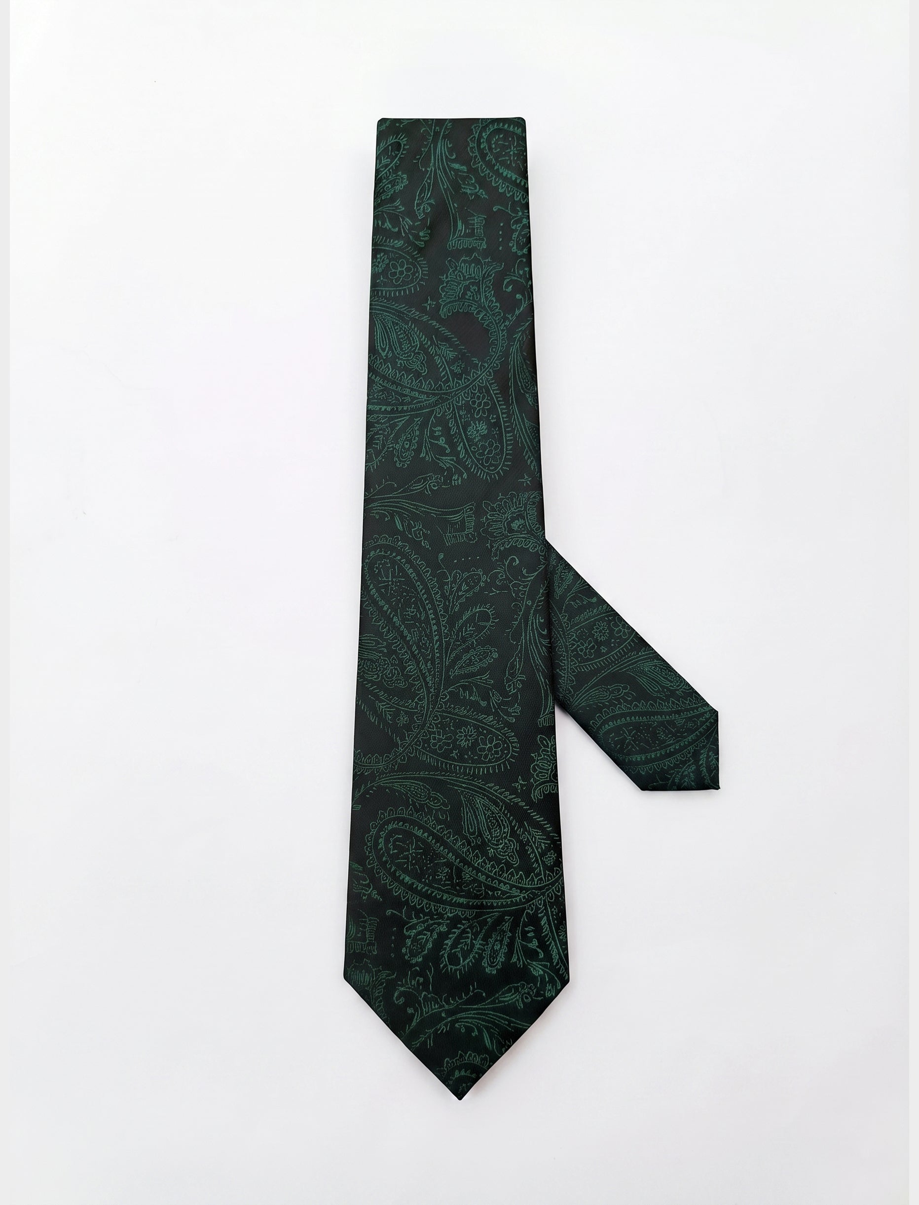 Nabeel & Aqeel Dark Green Jacquard Paisley Pattern Tie