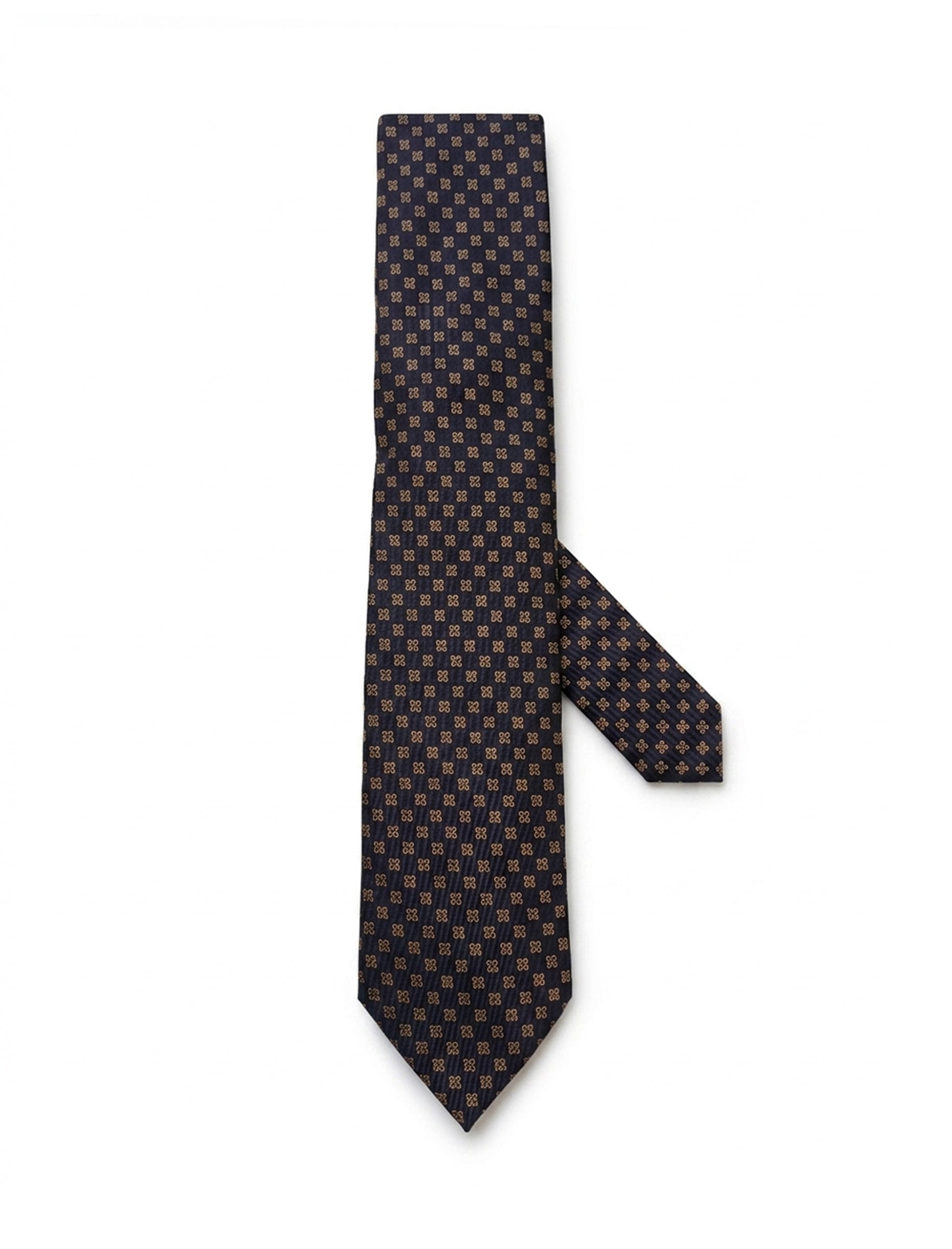 Nabeel & Aqeel Brown Geometric Diamond Micro-Pattern Tie