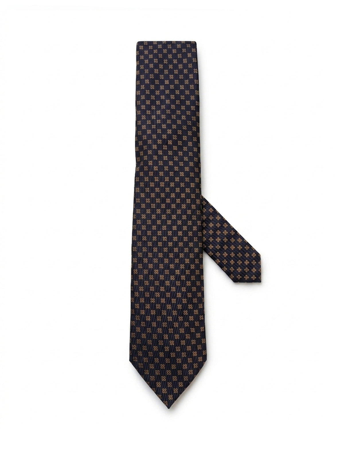 Nabeel & Aqeel Brown Geometric Diamond Micro-Pattern Tie