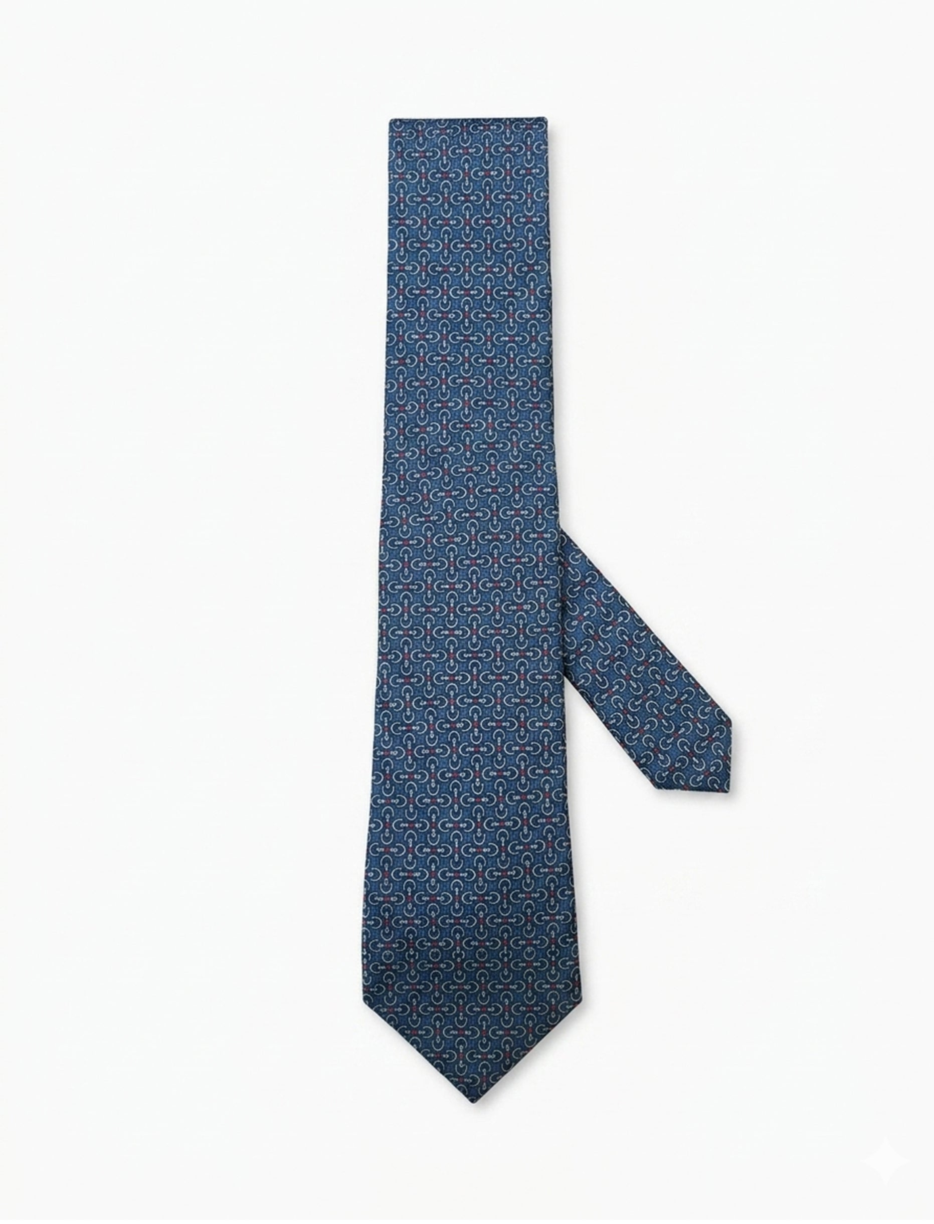 Nabeel & Aqeel Teal Blue Interlocking Geometric Chain Link Pattern Tie