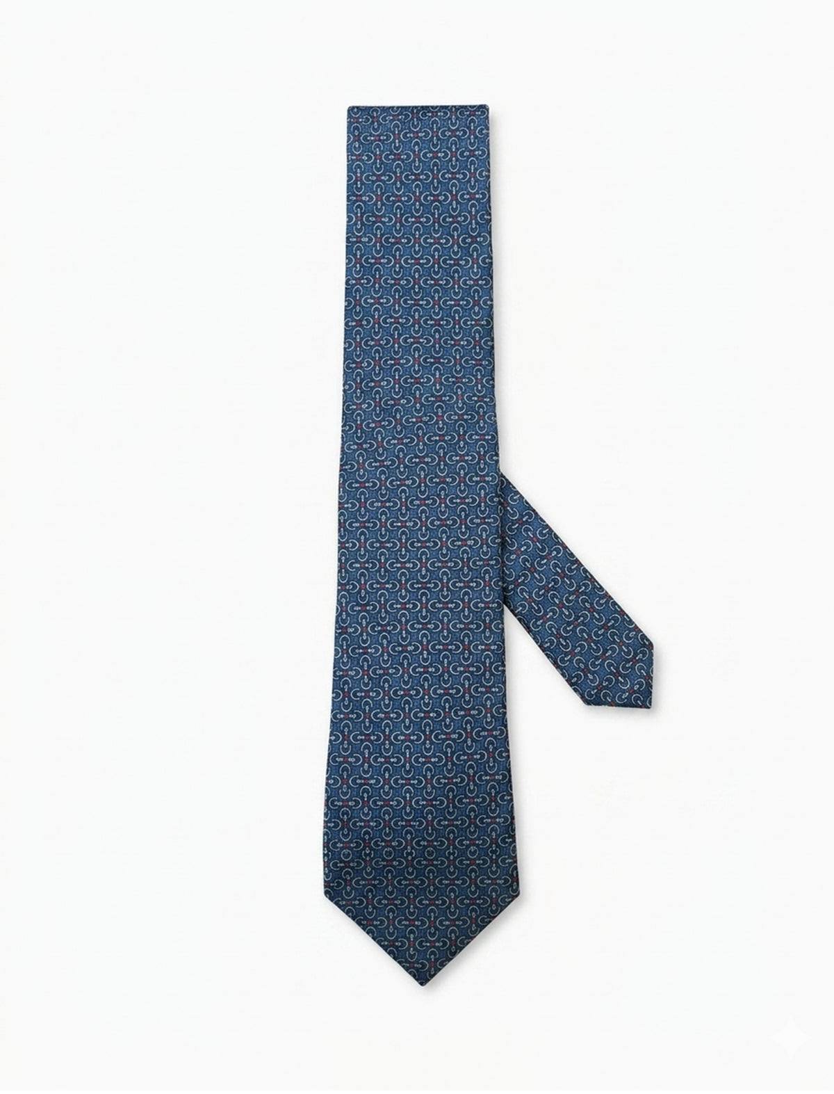 Nabeel & Aqeel Teal Blue Interlocking Geometric Chain Link Pattern Tie