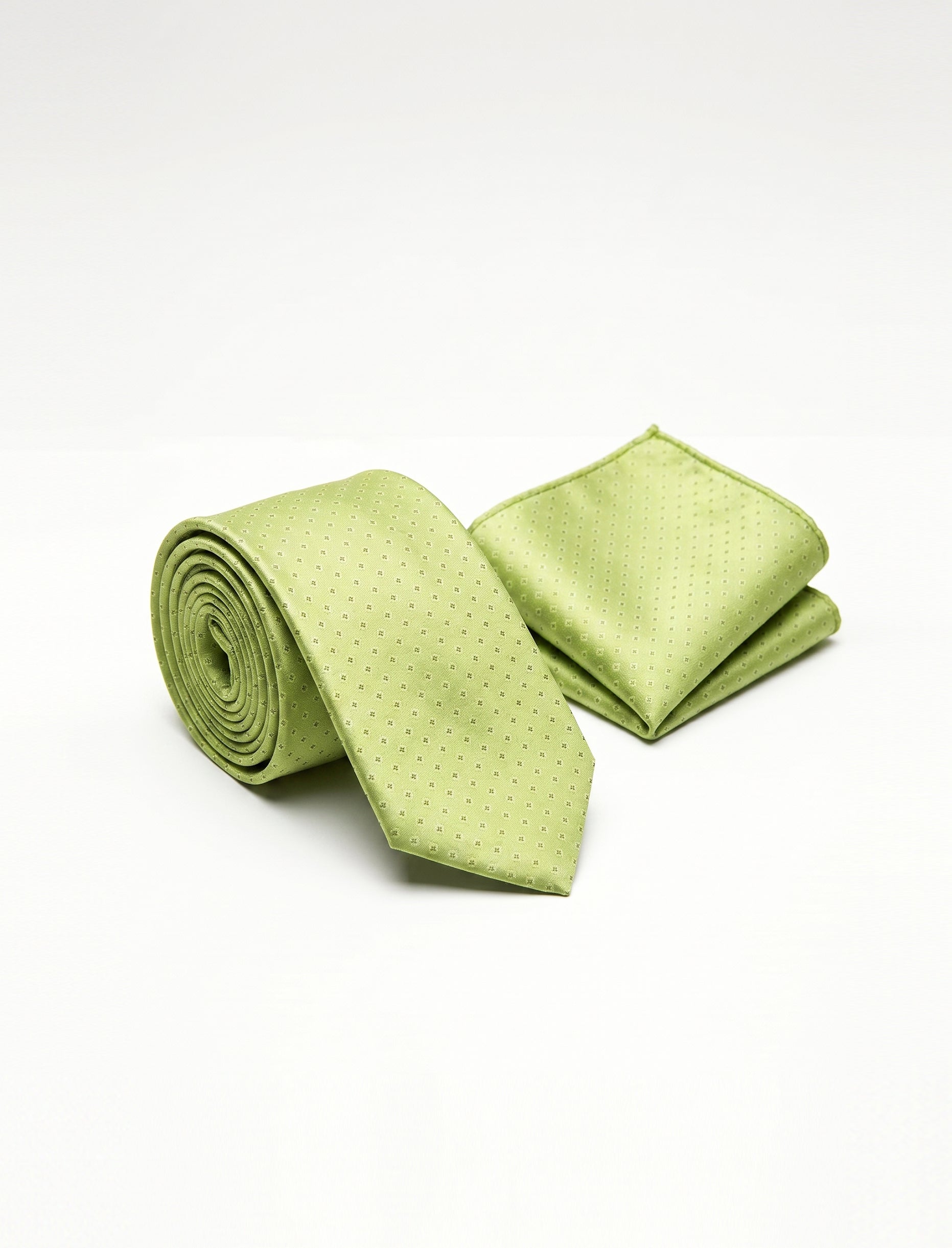 Nabeel & Aqeel Light Olive Green with Micro Diamond Tie with Pocket Square