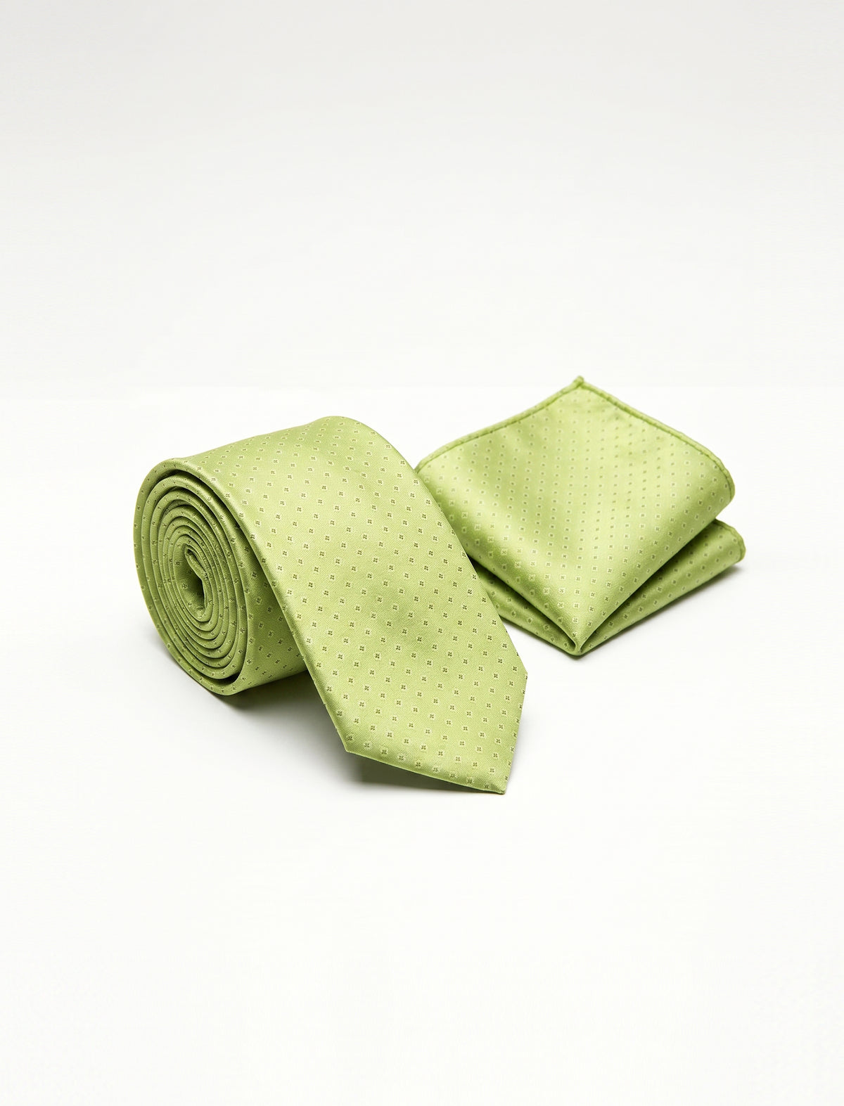 Nabeel & Aqeel Light Olive Green with Micro Diamond Tie with Pocket Square