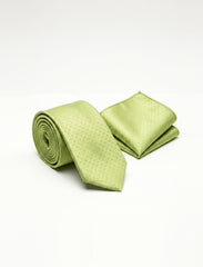 Nabeel & Aqeel Light Olive Green with Micro Diamond Tie with Pocket Square
