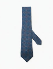 Nabeel & Aqeel Teal Blue Interlocking Geometric Chain Link Pattern Tie