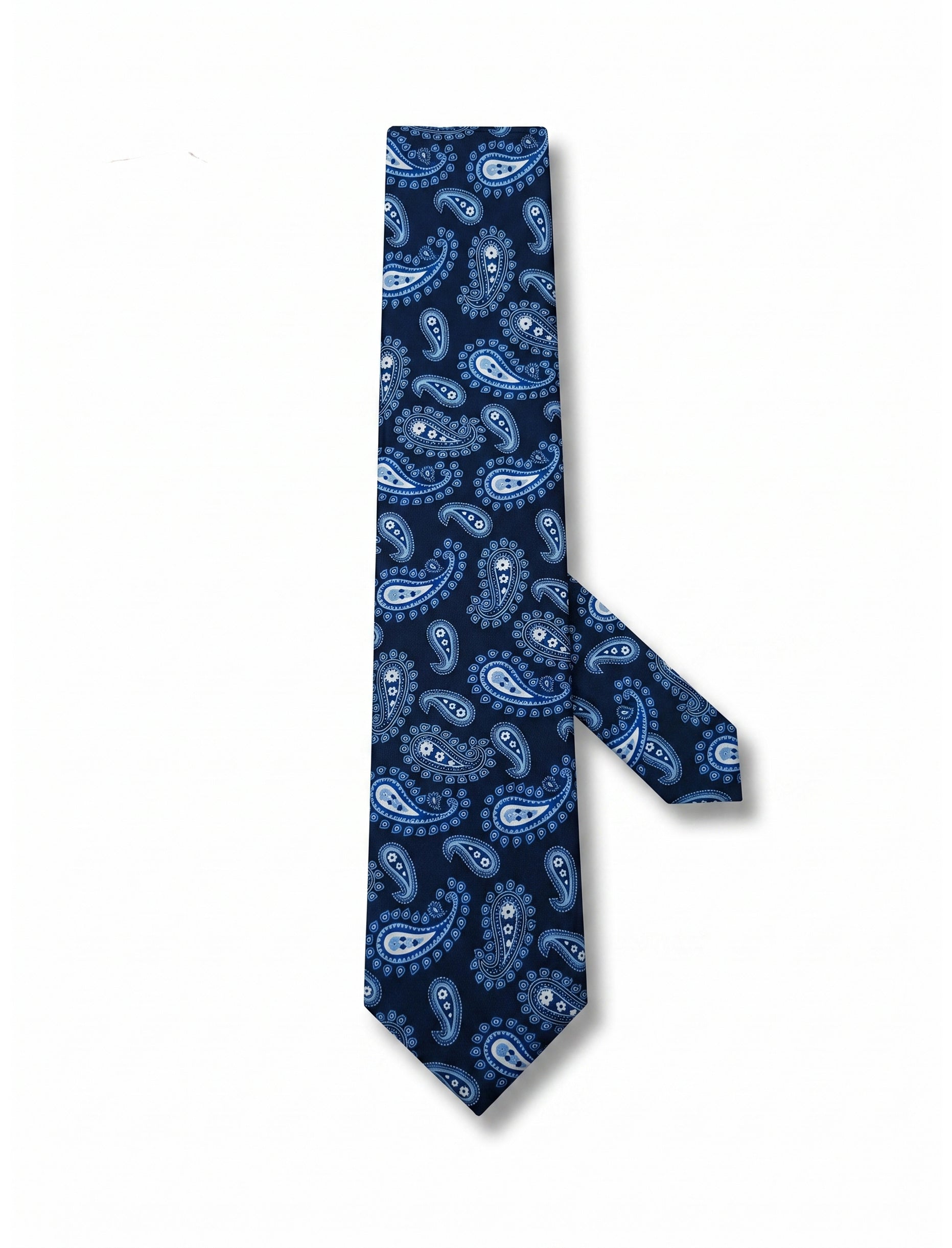 Nabeel & Aqeel Navy Blue Paisley Pattern Tie with White and Light Blue Accents
