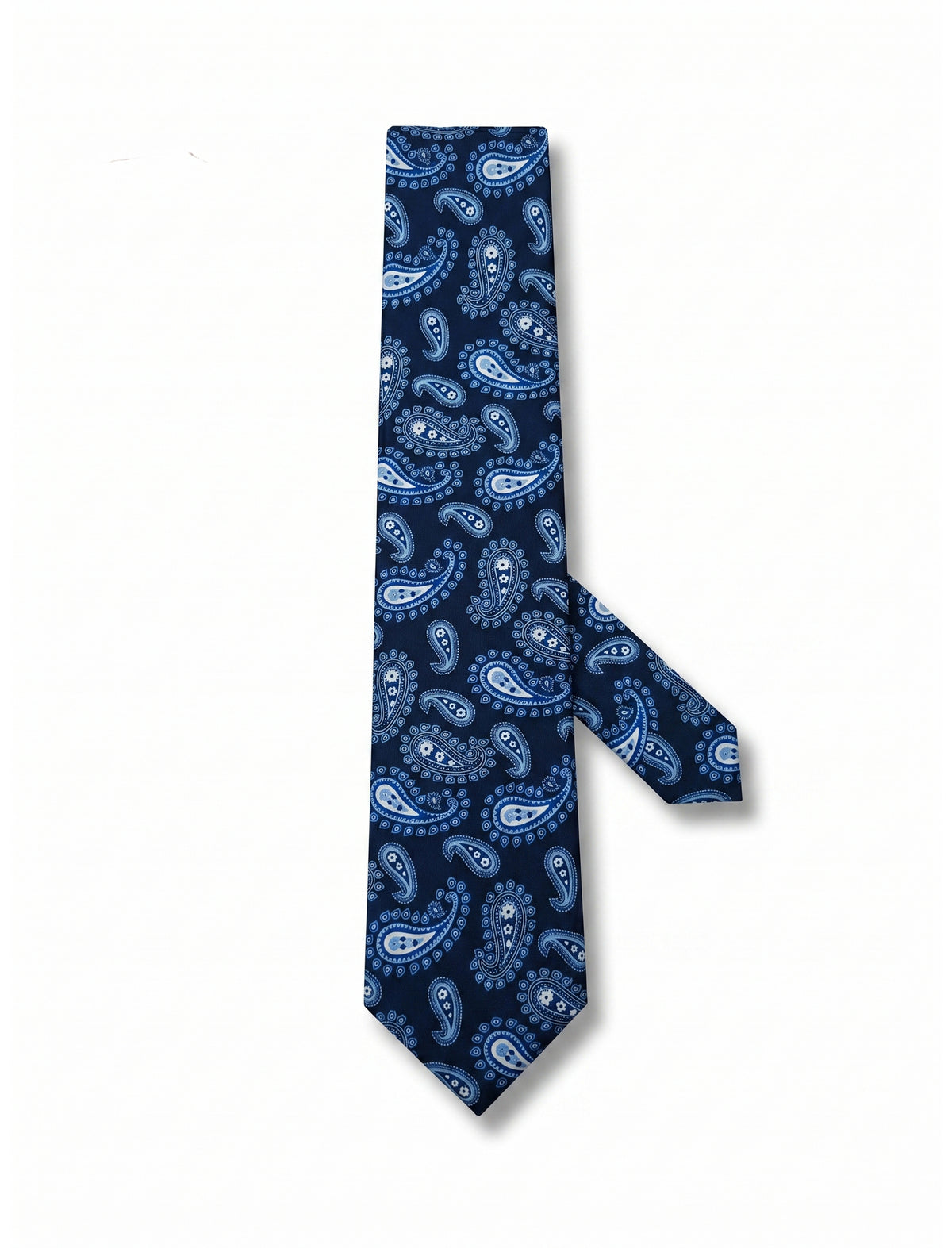 Nabeel & Aqeel Navy Blue Paisley Pattern Tie with White and Light Blue Accents
