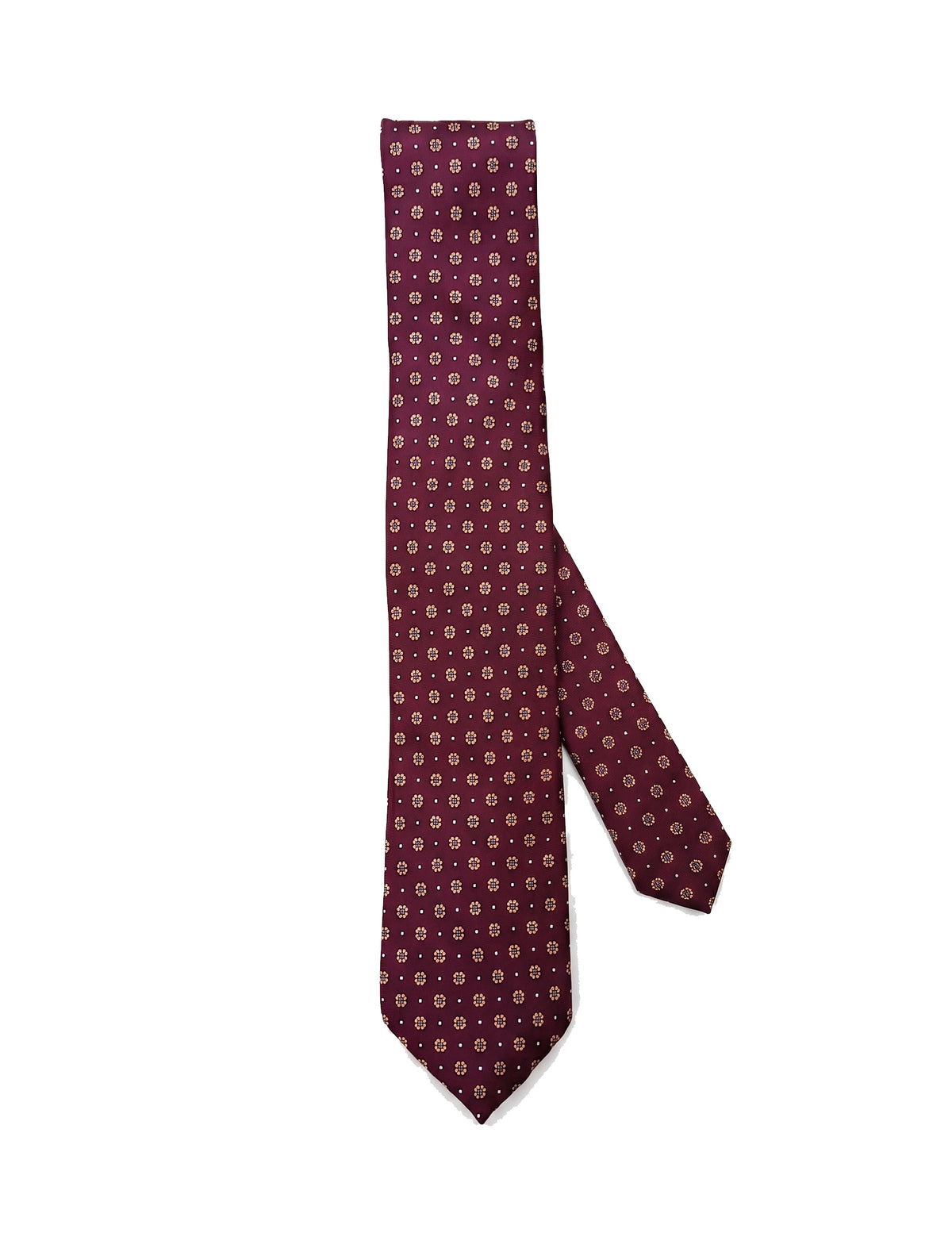 Nabeel & Aqeel Burgundy Geometric Medallion Micro Pattern Tie