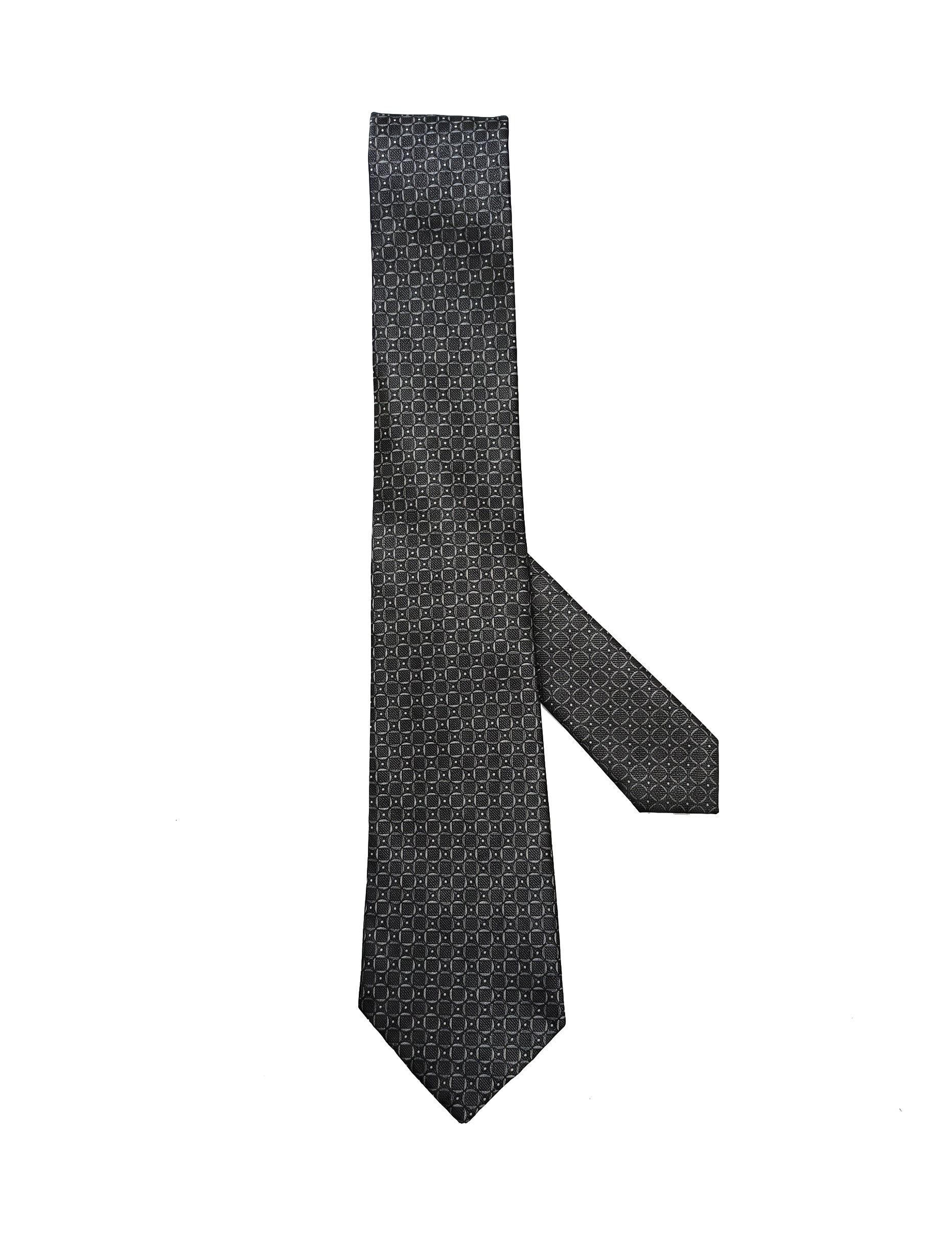 Nabeel & Aqeel Charcol Grey Geometric Micro Pattern Tie
