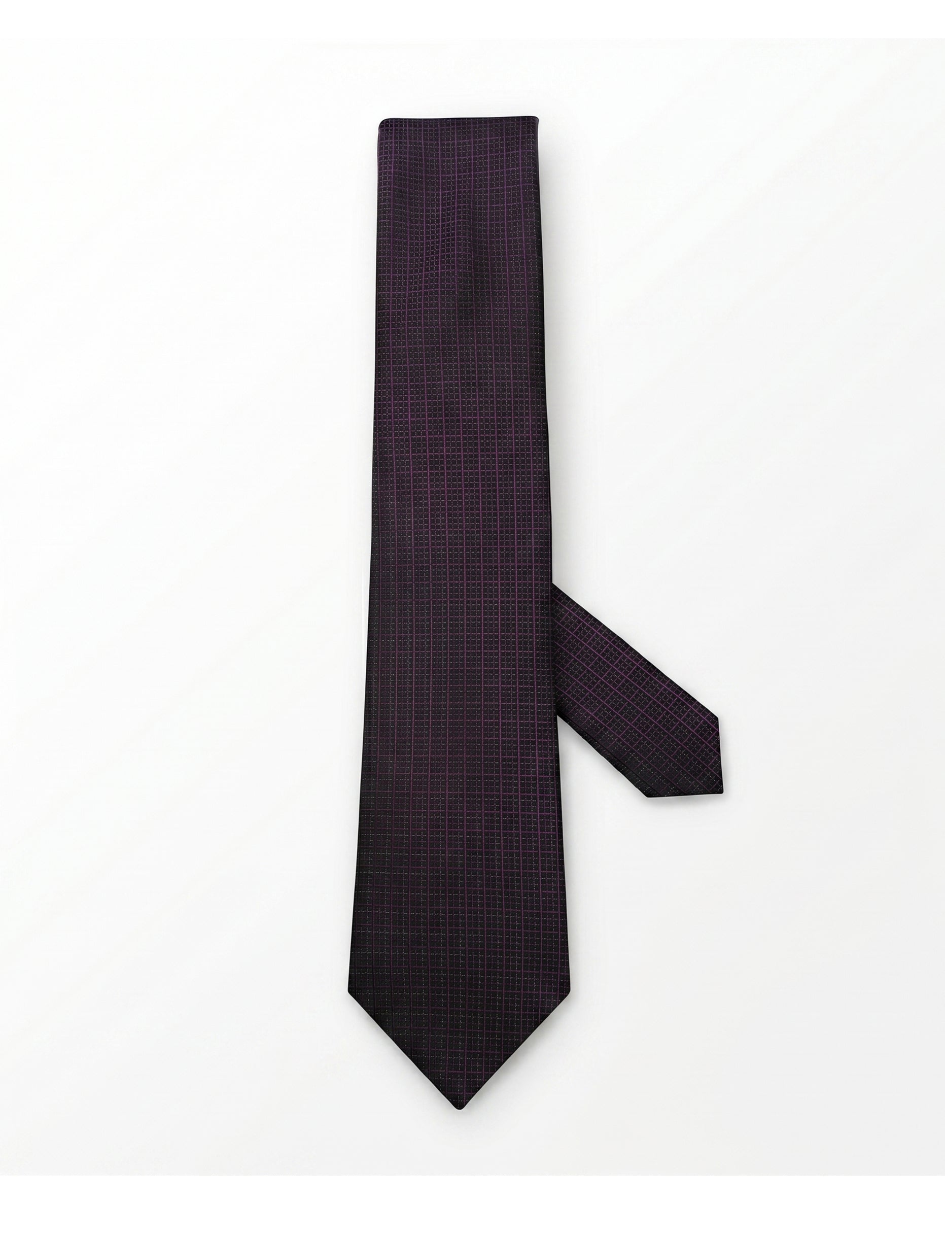 Nabeel & Aqeel Dark Plum Textured Grid Check Tie