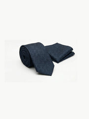 Nabeel & Aqeel Navy Blue Tie with Pocket Square