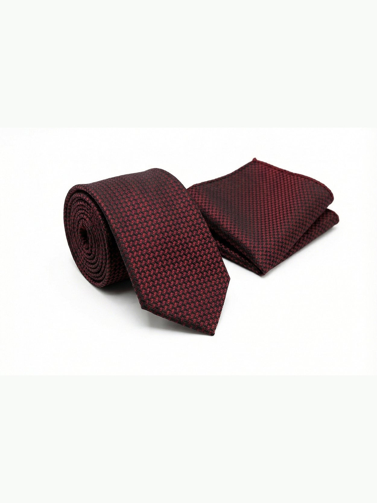 Nabeel & Aqeel Deep Maroon Tie With Pocket Square