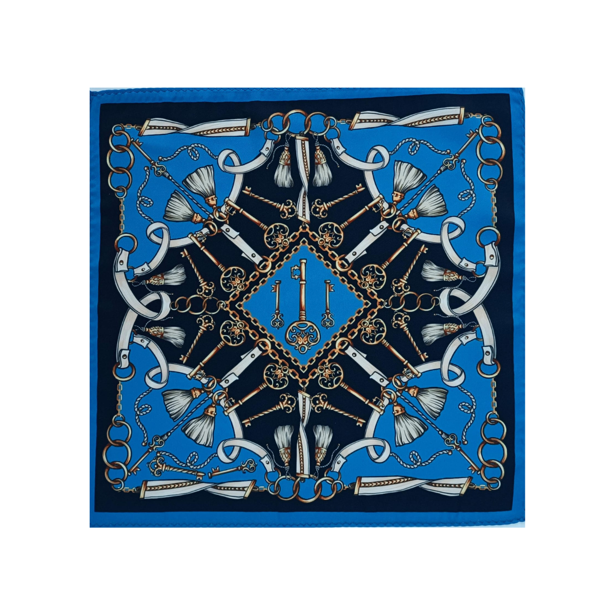 Nabeel & Aqeel 12" by 12" Blue Medallion Pocket Square