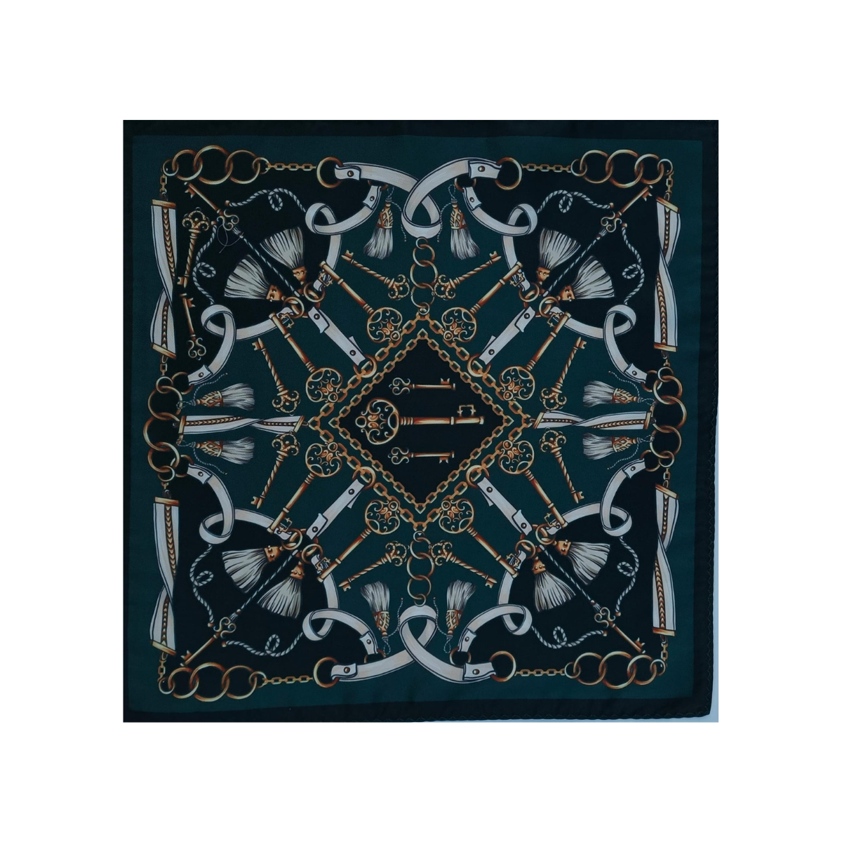 Nabeel & Aqeel 12" by 12" Green and Gold Equestrian Pocket Square