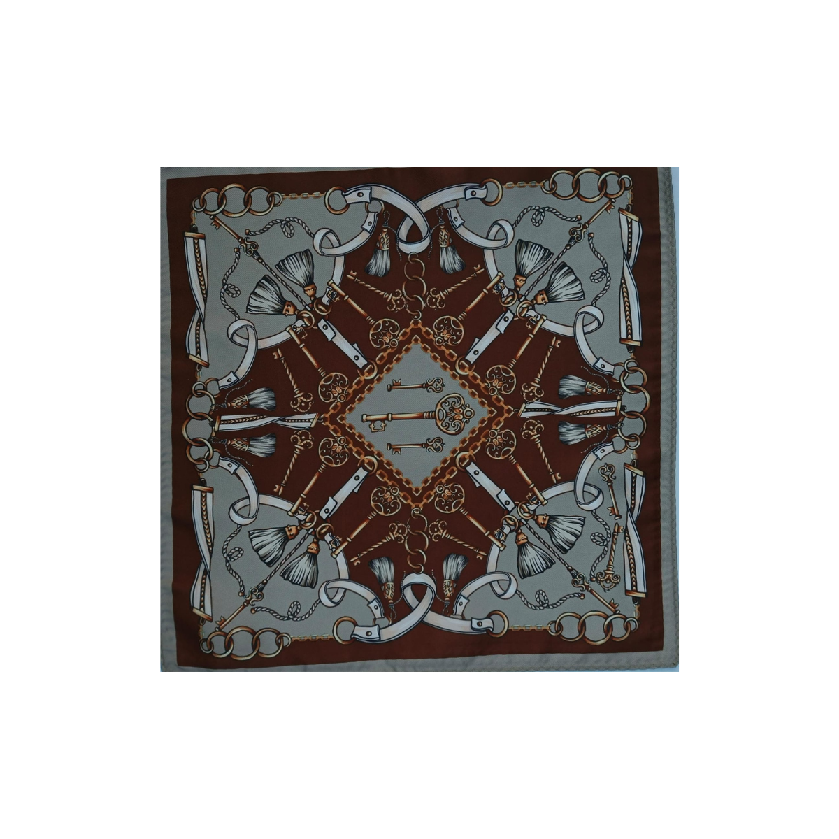 Nabeel & Aqeel 12" by 12" Grey & Gold Equestrian Pocket Square