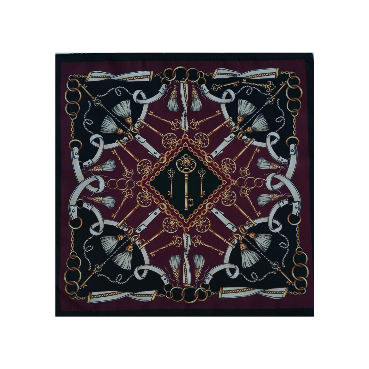 Nabeel & Aqeel 12" by 12" Black & Gold Equestrian Pocket Square Description: