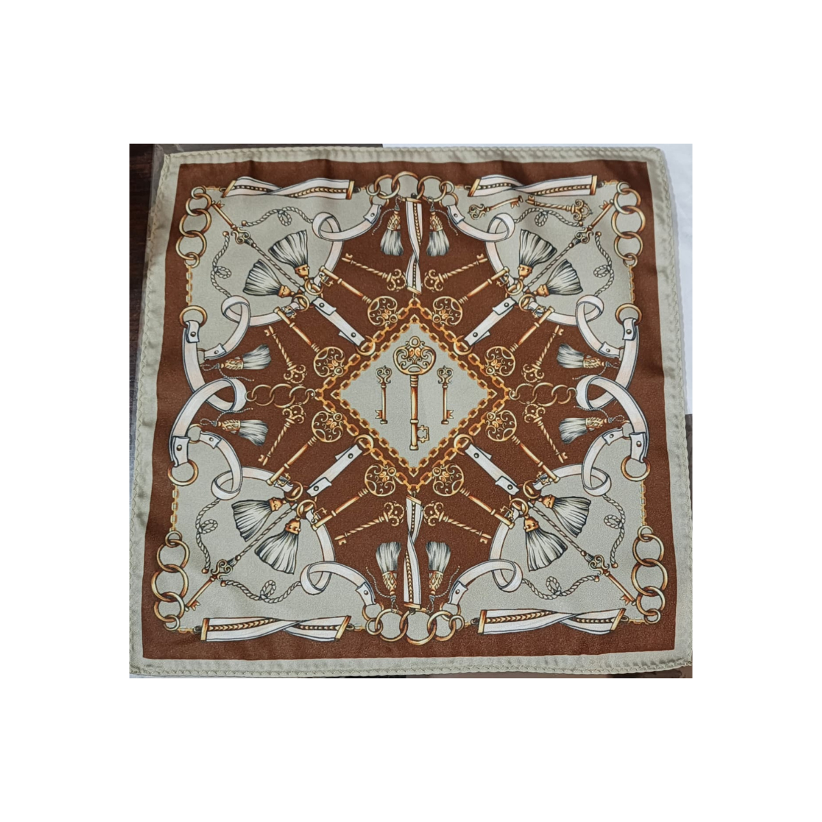 Nabeel & Aqeel 12" by 12" Brown Equestrian Pocket Square