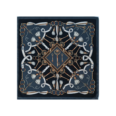 Nabeel & Aqeel 12" by 12" Slate & Gold Equestrian Motif Pocket Square
