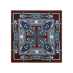 Nabeel & Aqeel 12" by 12" Rust & Emerald Ornate Paisley Pocket Square