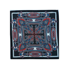 Nabeel & Aqeel 12" by 12" Black & Crimson Ornate Paisley Pocket Square