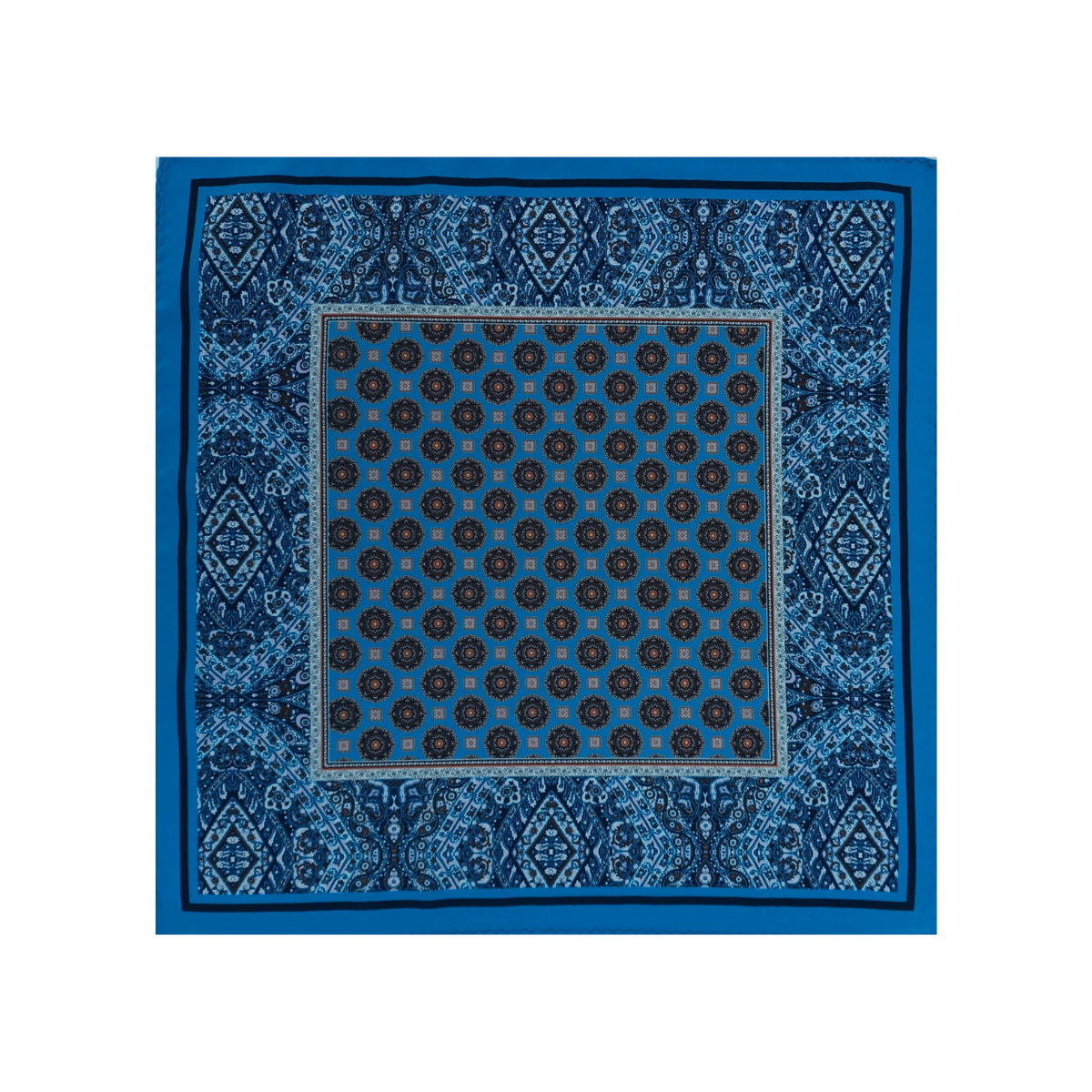 Nabeel & Aqeel 12" by 12" Blue Medallion Pocket Square