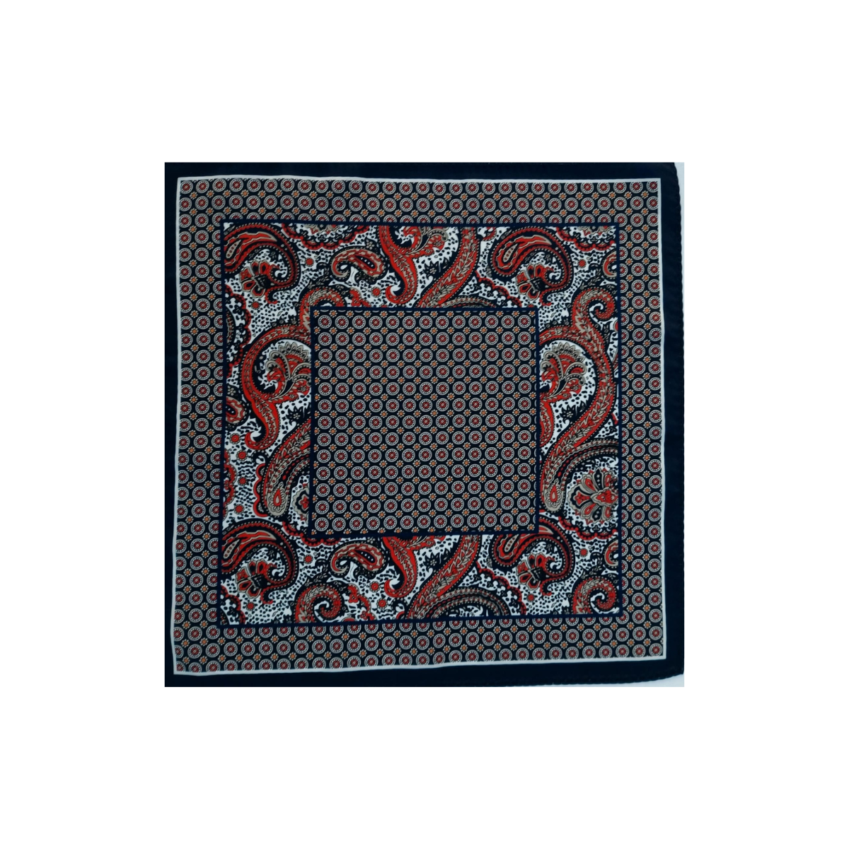 Nabeel & Aqeel 12" by 12" Navy & Red Dual-Pattern Heritage Pocket Square