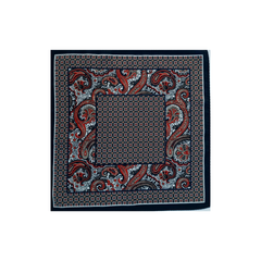 Nabeel & Aqeel 12" by 12" Navy & Red Dual-Pattern Heritage Pocket Square