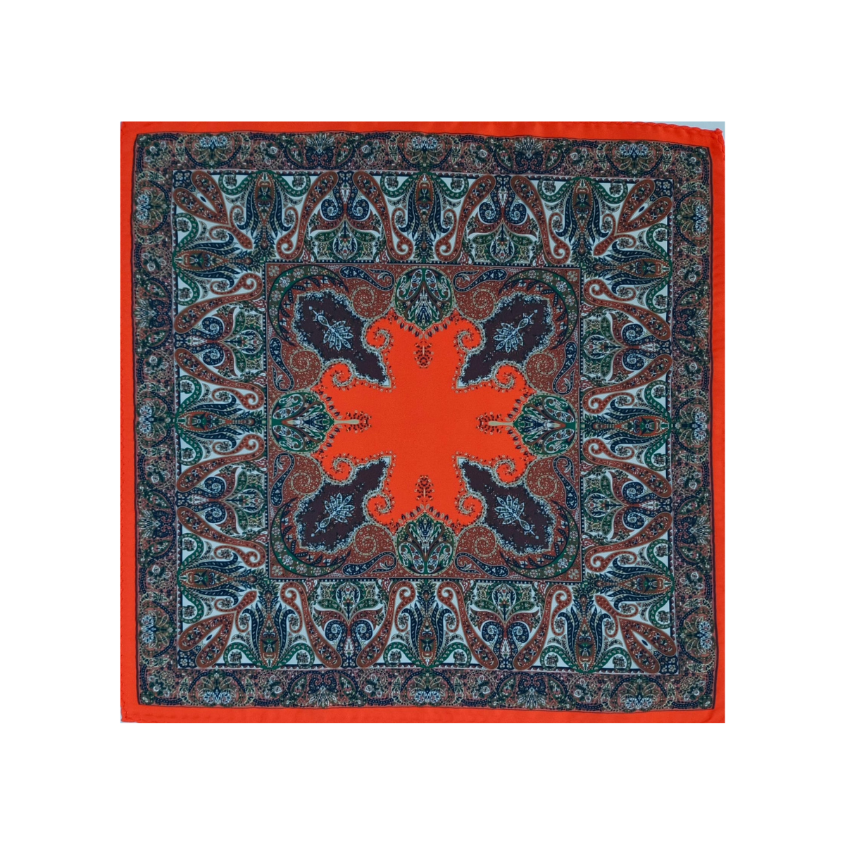 Nabeel & Aqeel 12" by 12" Orange Paisley Pocket Square