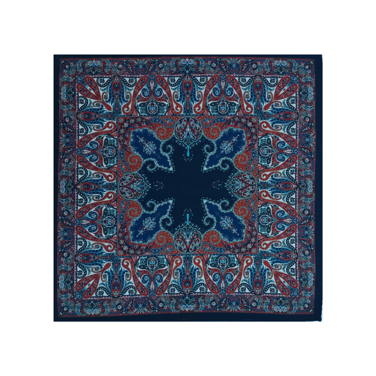 Nabeel & Aqeel 12" by 12" Blue Medallion Pocket Square