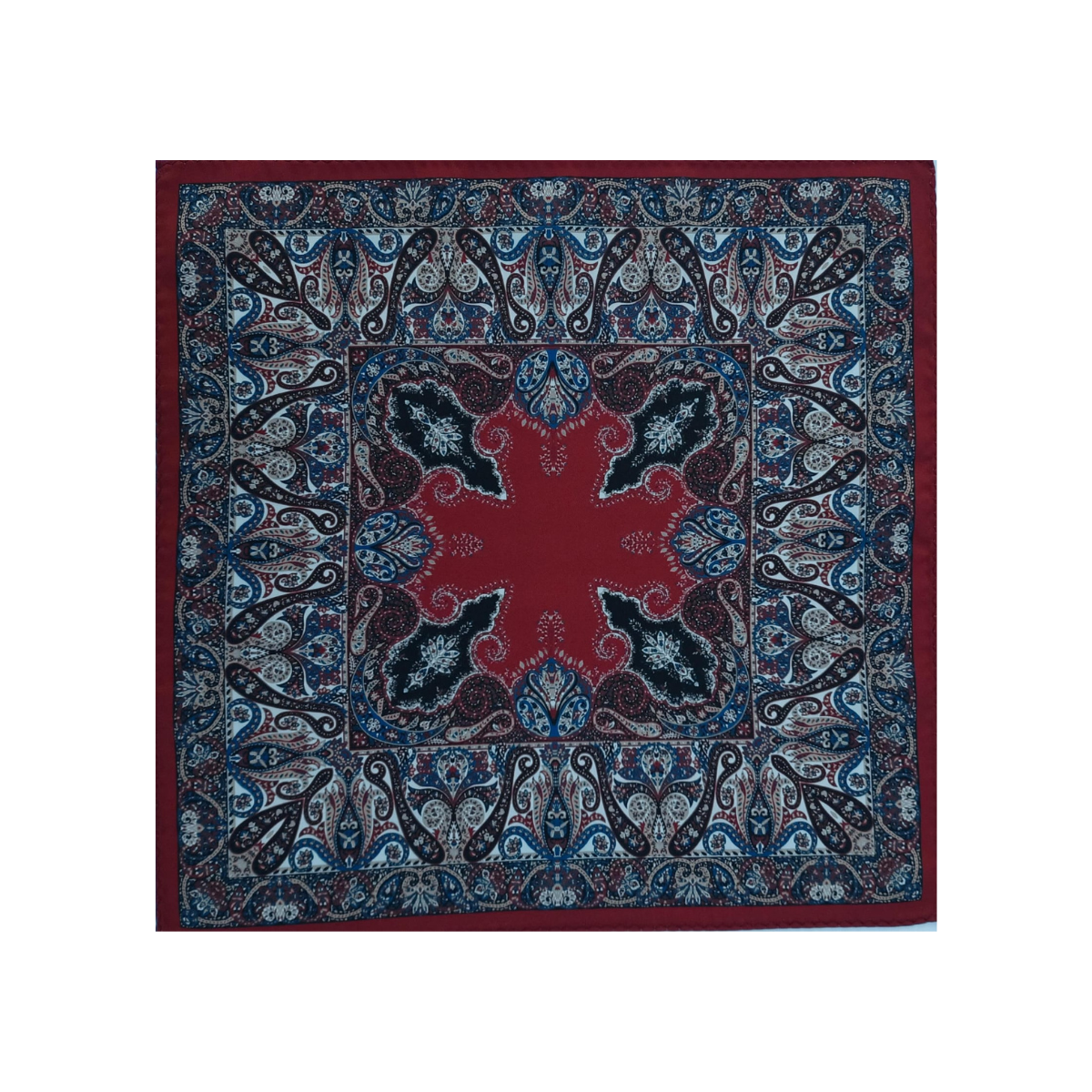 Nabeel & Aqeel 12" by 12" Red Paisley Pocket Square