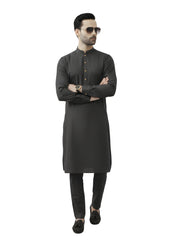 Nabeel & Aqeel Obsidian Charcoal Kurta Pajama Set