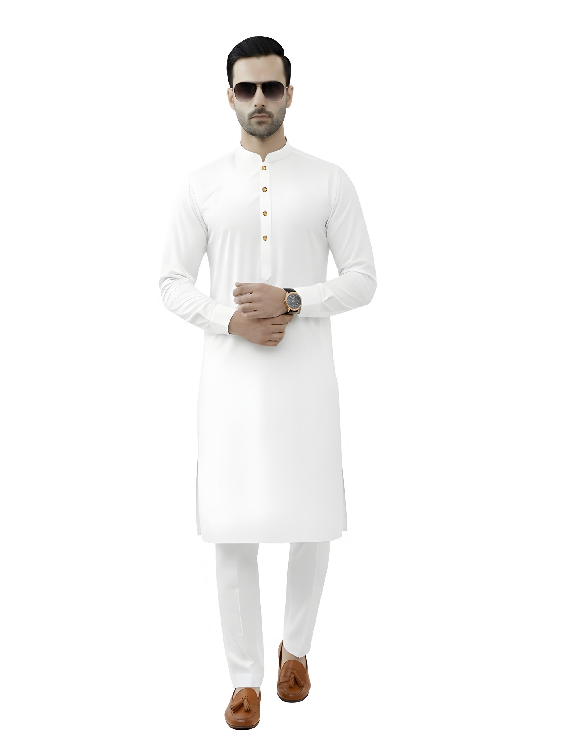Nabeel & Aqeel Arctic White Kurta Pajama Set