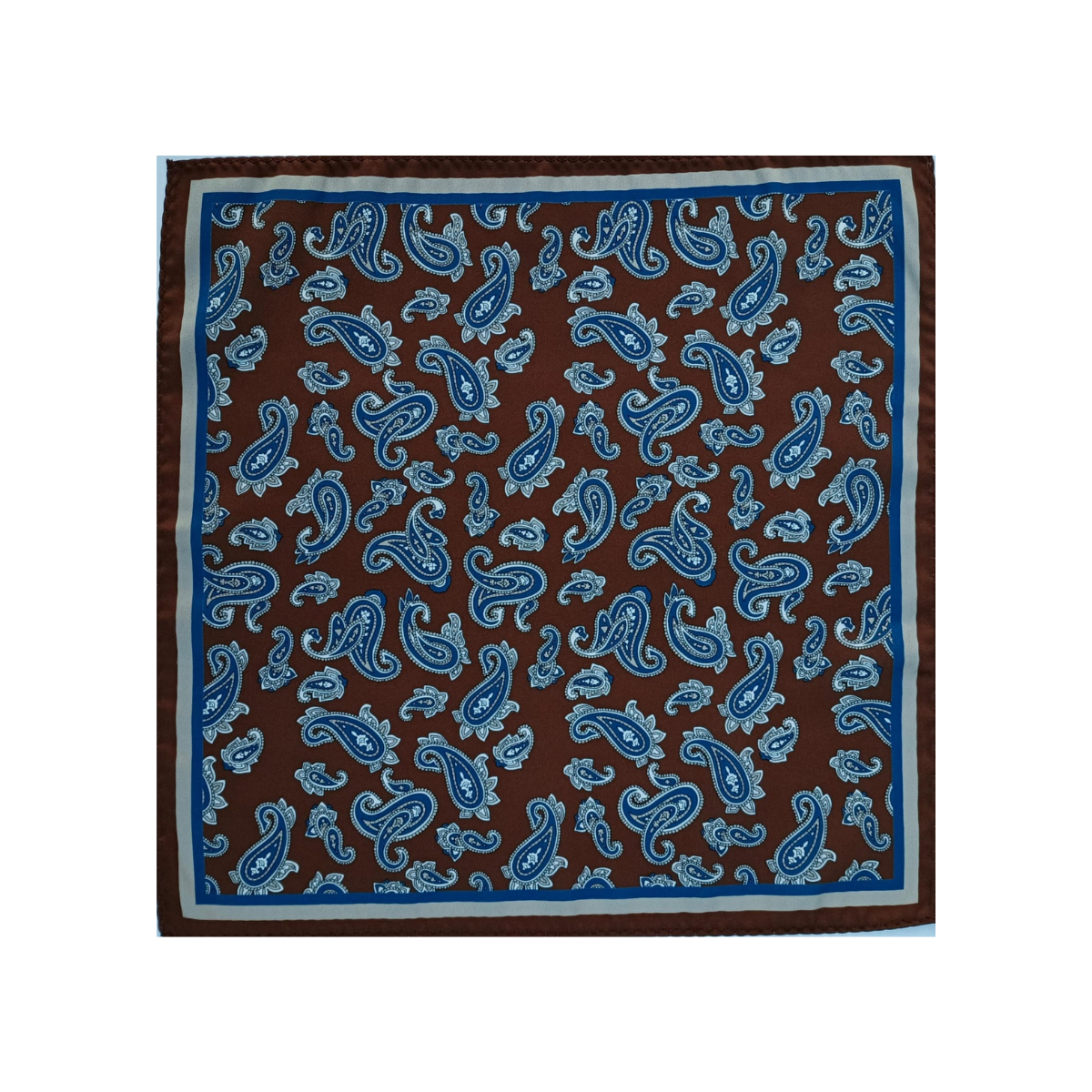 Nabeel & Aqeel 12" by 12" Brown Paisley Pocket Square