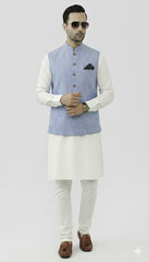 Nabeel & Aqeel Light Blue Textured Waistcoat