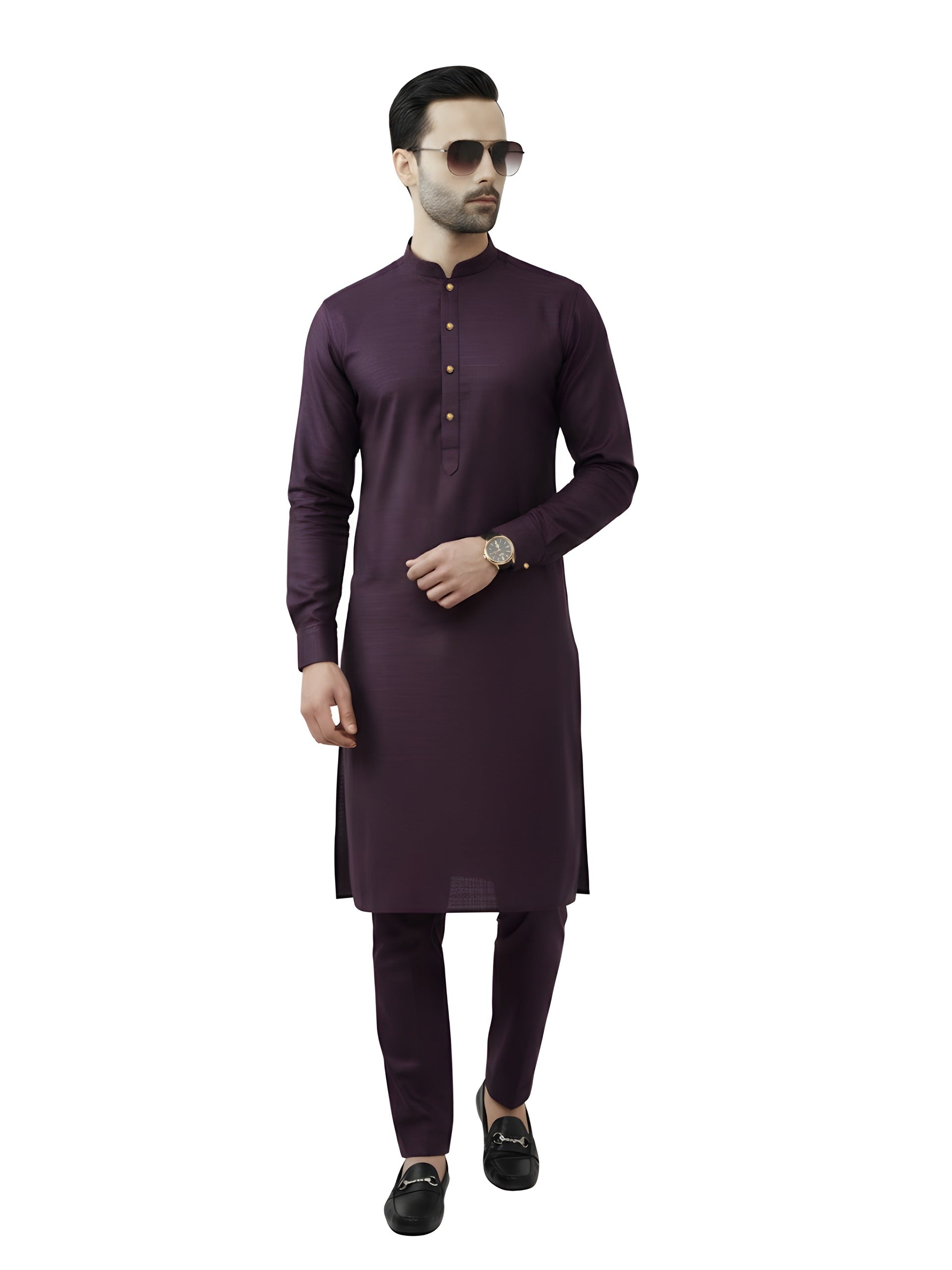 Nabeel & Aqeel Royal Plum Kurta Pajama Set