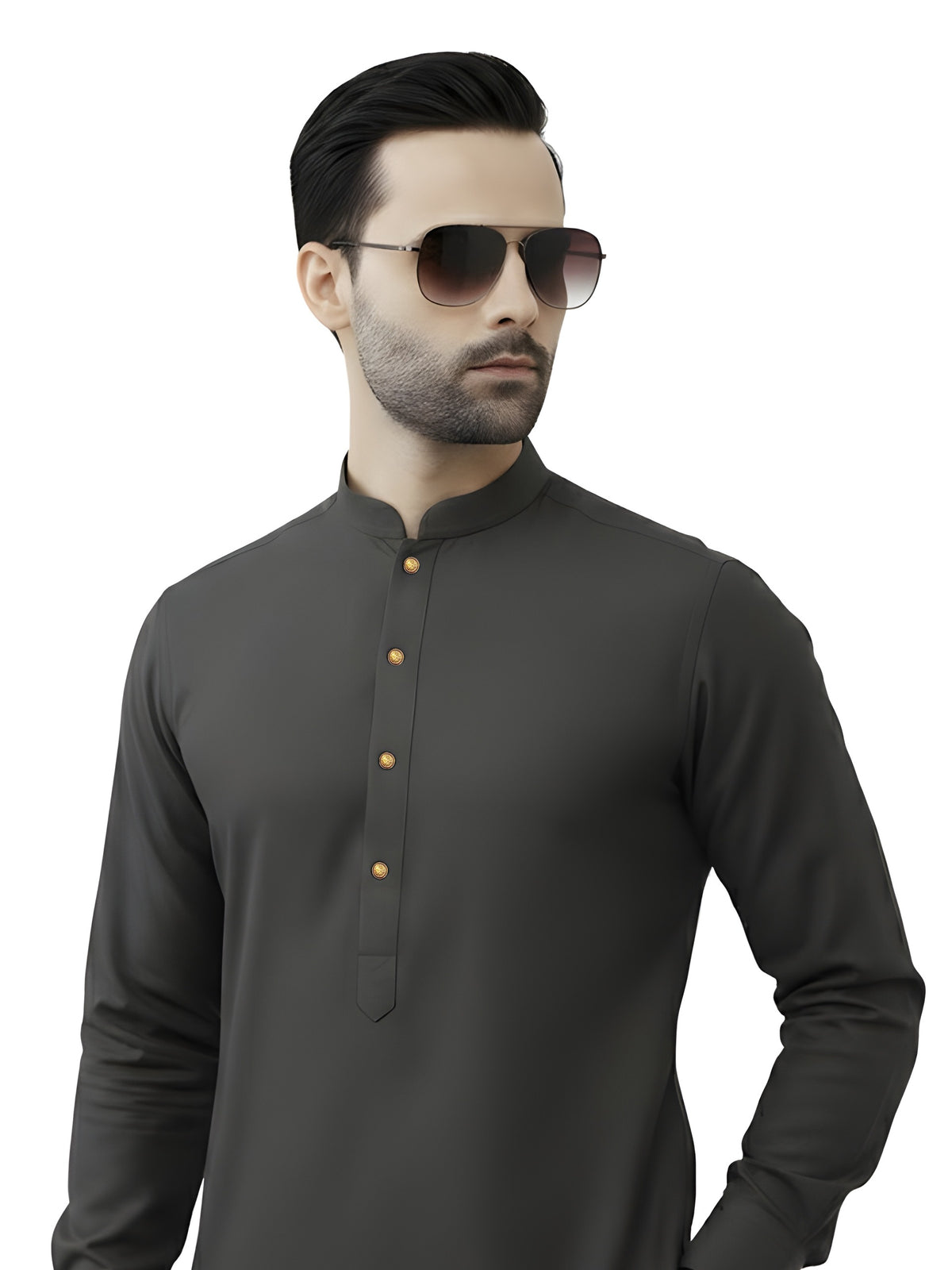 Nabeel & Aqeel Obsidian Charcoal Kurta Pajama Set